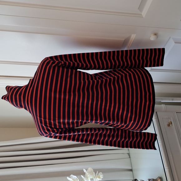 NWT KULE Womens Coral/Navy‎ Cotton Turtleneck SIZE XS - Picture 3 of 8